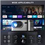 Vidéoprojecteur【Auto Focus/Keystone 6D/4P】20000L Natif 1080P Rétroprojecteur, WiFi Bluetooth Projecteur 4K Supporté, 50%-100% Zo