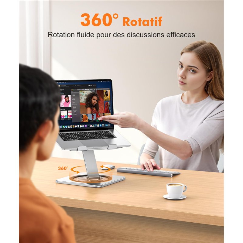 Image secondaire de EOIWUY Support Ordinateur Portable Rotation 360°, Support PC Portable Bureau Réglable à Refroidissement Rapide, pour Travail d'É