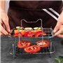 NathrBTV 2 Piece Air Fryer Accessories Convient pour Ninja AF300EU AF400EU avec 5 porte kebab Friture double panier compartiment