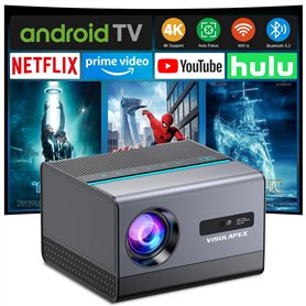 [App intégrée & Auto Focus] VISULAPEX Videoprojecteur 4K avec Android TV 12