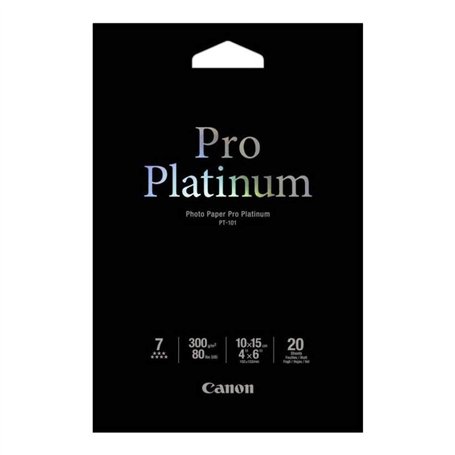 Canon PT-101 Papier Photo Pro Platinum Format 10x15cm (20 feuilles), Blanc, 10 x 15 centimeters