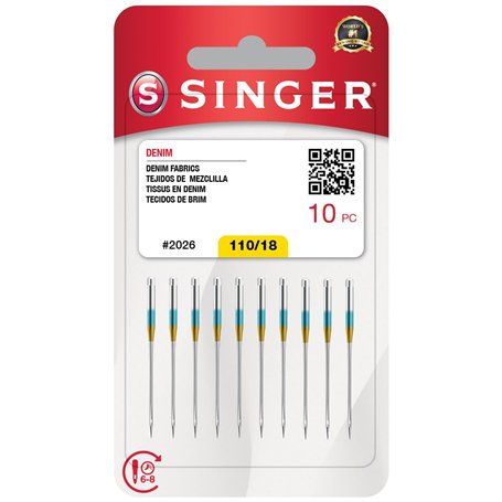 SINGER Lot de 10 aiguilles pour machine à denim taille 110/18