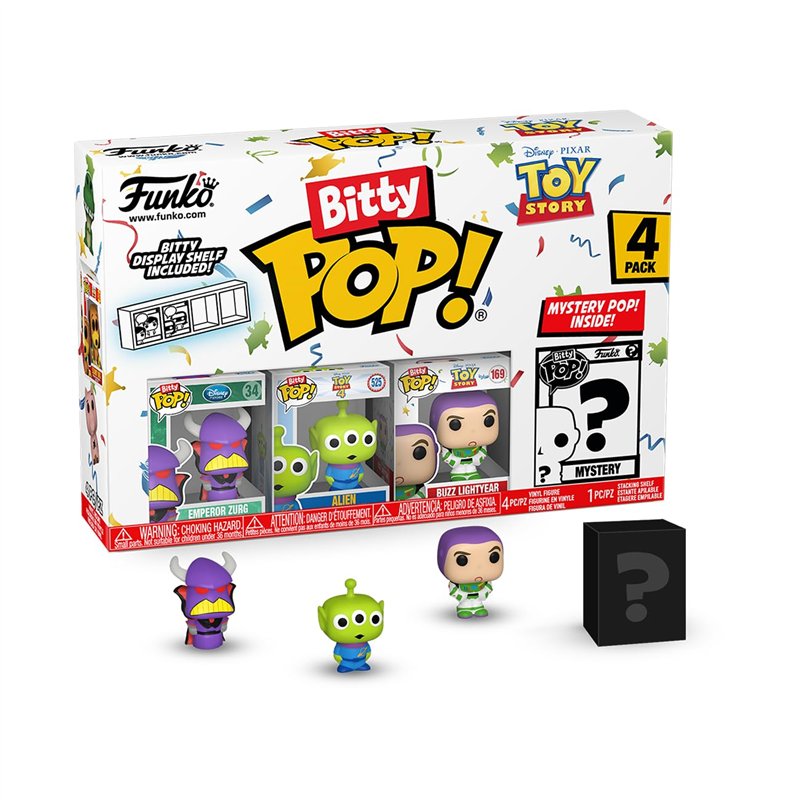 Funko Bitty Pop! Toy Story - Zurg 4PK - Zurg, Alien, Buzz Lightyear et Une Mini-Figurine Mystère en Surprise - 2.2 Cm Collection