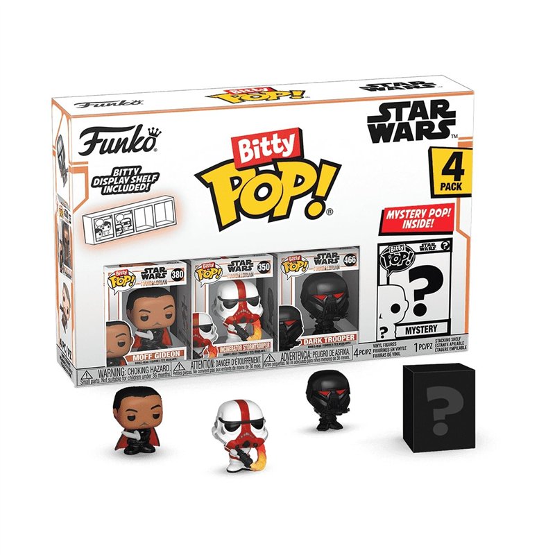 Funko Bitty Pop ! Mandalorian - Moff Gideon™, Bitty Pop ! Incinerator Stormtrooper™, Bitty Pop ! Dark Trooper™, et Une Figurine