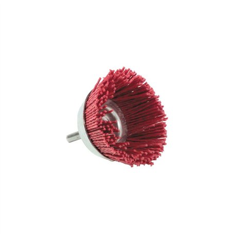 TIVOLY XT20222000780 - Cepillo COPA para taladro, hilos nylon rojo, decapado de madera diametro 65 mm grano 80