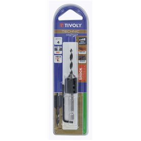 Tivoly 11900620300 Meche et Fraise, Queue Cylindrique, Foret Ø 3mm, Fraise à Noyer 90°