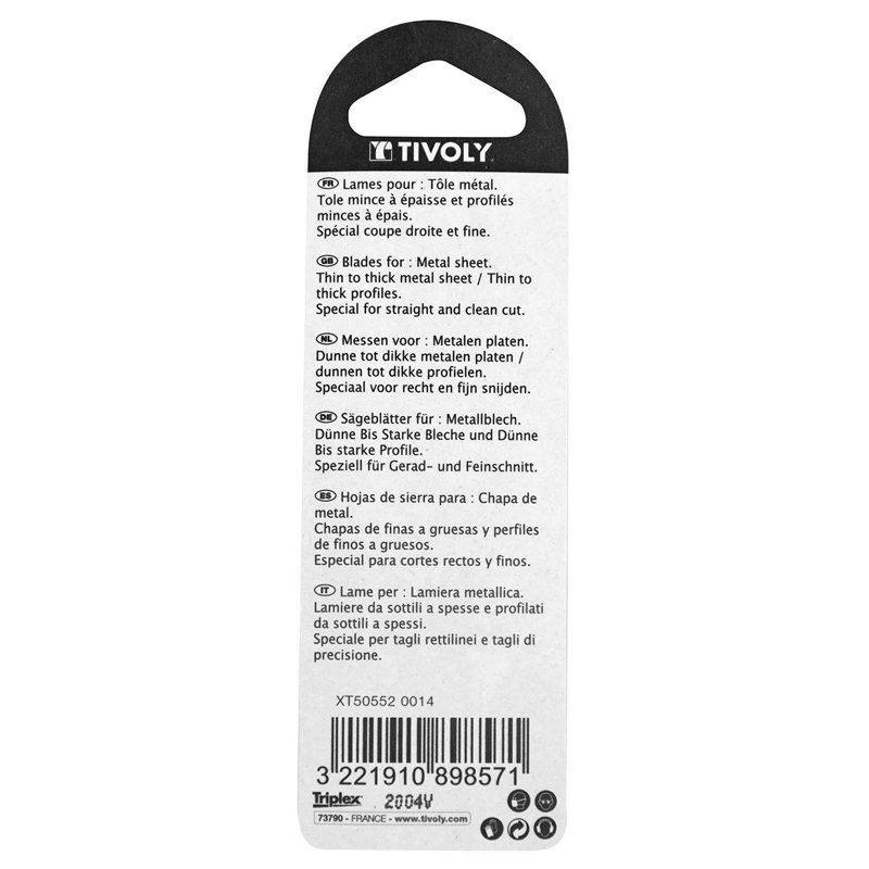 Image secondaire de TIVOLY XT505520014 - Blister CHAPA METAL/Hojas de sierra de calar largo 100 mm corte 75 mm (Envase de 2 pz.)