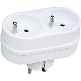 Electraline 531185 Adapteur Fiche Multiprise Biplite | 2 Prise 16A, Blanc