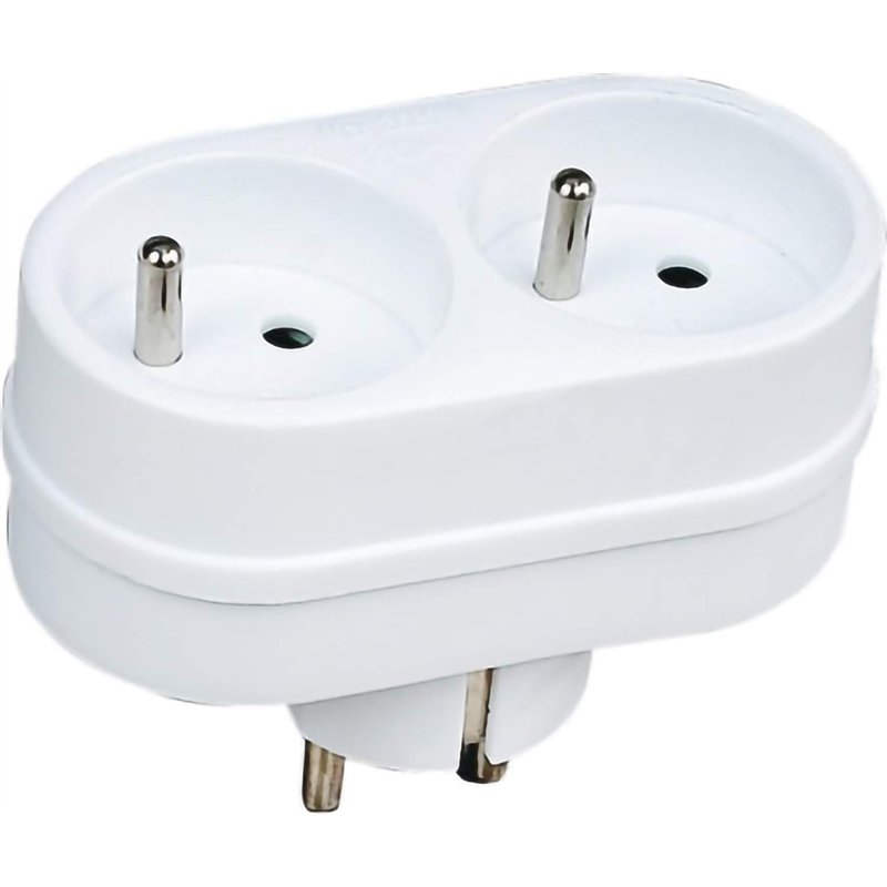 Electraline 531185 Adapteur Fiche Multiprise Biplite | 2 Prise 16A, Blanc