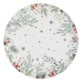 Feeric lights & christmas - Assiette de présentation "souffle polaire" d33cm motif branches