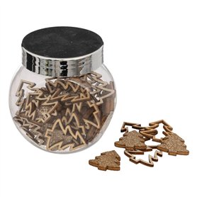 Atmosphera - Accessoires Bocal Forme en Bois Paillettes doré
