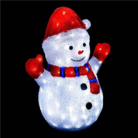 Feeric Lights et Christmas - Bonhomme de Neige Lumineux extérieur h48cm 90 LED à Panneau Solaire