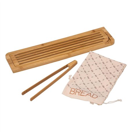 5five - planche à découper pain avec accessoires bambou 50x13cm