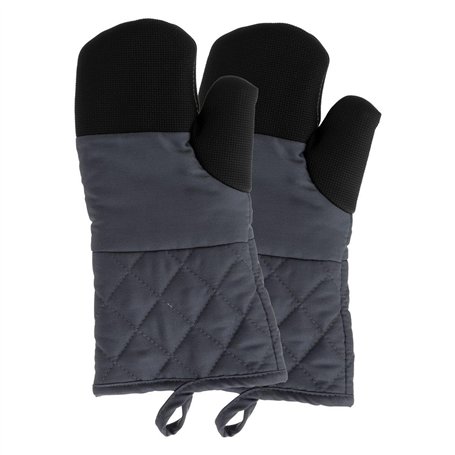 5five - 2 gants de cuisine textile néoprène noir et gris