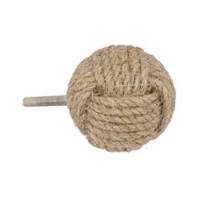 Atmosphera - Boutons de meuble x2 "Dayana" Jute & Métal - D.4 cm - Beige