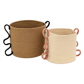 Atmosphera - Lot de 2 paniers Ronds Wavy Bliss Beige l25 30cm
