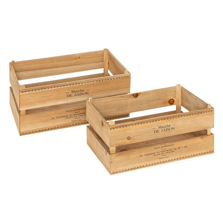 Atmosphera - Lot de 2 cagettes Little Cottage Bois l30 35cm