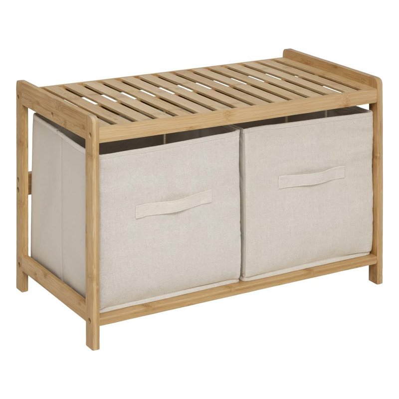 5five - Banc de Rangement Tidy Box avec 2 paniers en Bambou Marron 66,8x35cm