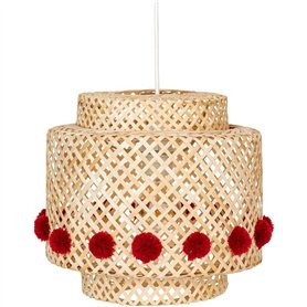 Atmosphera - Suspension enfant liby bambou pompons rouges d28cm