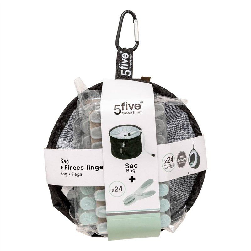 Image secondaire de 5five - 24 pinces à linge avec sac de rangement