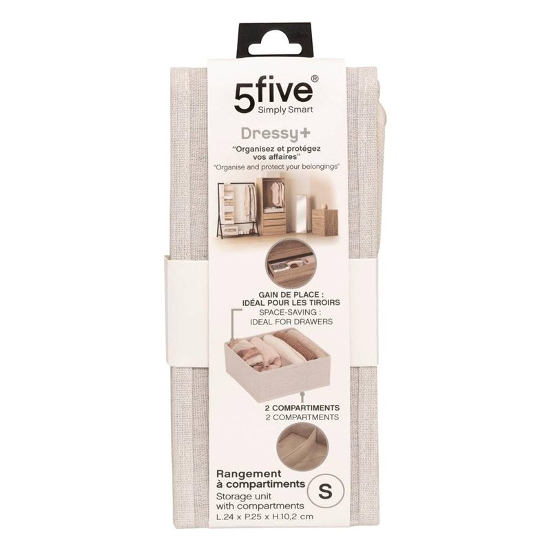 Image secondaire de 5five - rangement tiroir groomy 2 compartiments beige 24x10,2cm