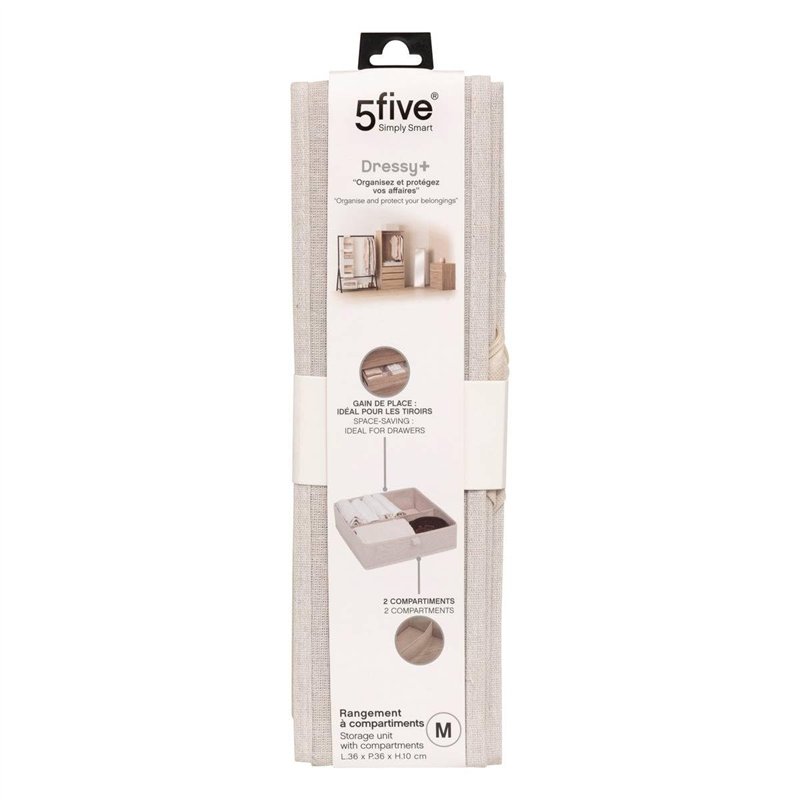 Image secondaire de 5five - rangement tiroir groomy 2 compartiments beige 36x36cm