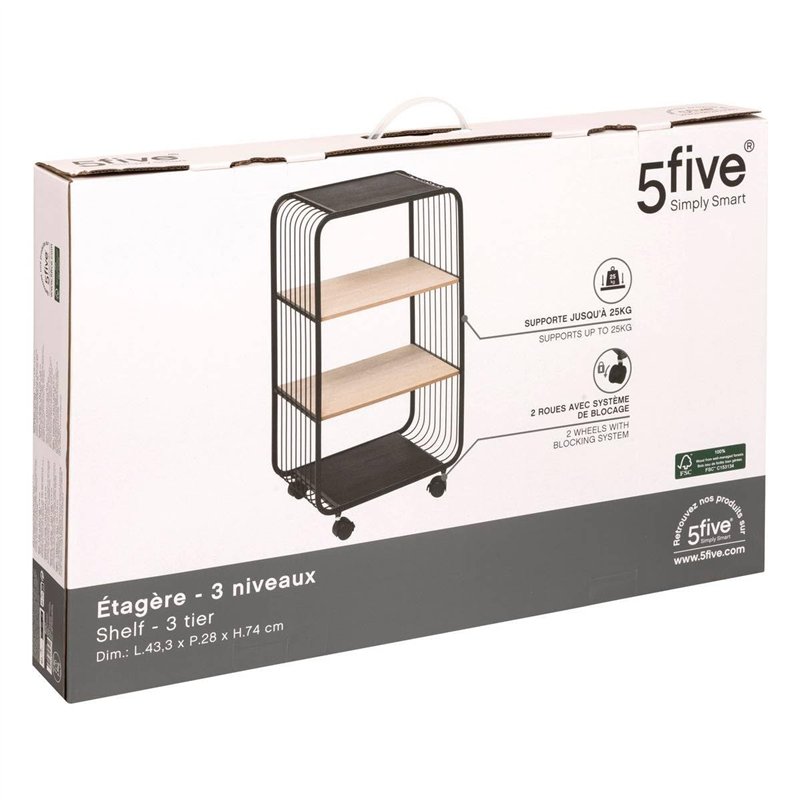 Image secondaire de 5five - étagère 3 Niveaux en métal et Bois Beige