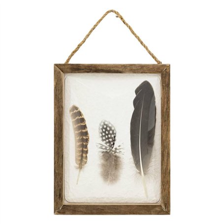 Atmosphera - Déco murale bombée plume jonas bois 20x25cm