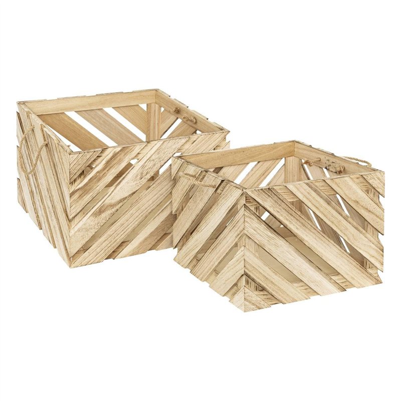 Atmosphera - Lot de 2 caisses sulei bois l30 37cm