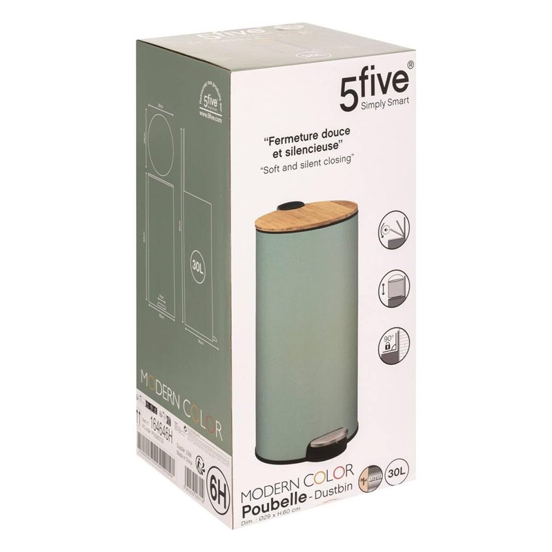 Image secondaire de 5five - poubelle couvercle bambou 30l modern color vert