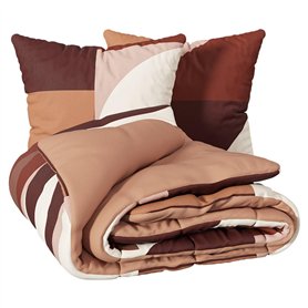 Atmosphera - Parure de lit 3 pièces Tatia Percale de Coton Terracotta 260x240cm
