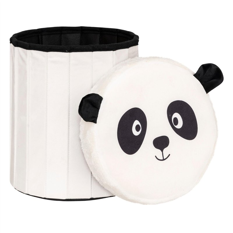 Image secondaire de Atmosphera - Pouf-Coffre Enfant Panda Pliant Andy Noir et Blanc d30x36cm