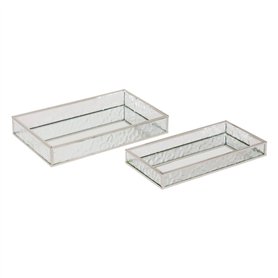 Atmosphera - 2 plateaux effet miroir ania argent 28x17x4cm