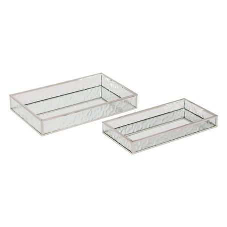 Atmosphera - 2 plateaux effet miroir ania argent 28x17x4cm