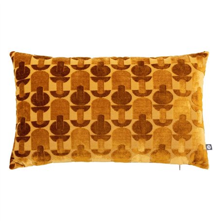 Atmosphera - Coussin Luna Jacquard Velours Ocre 30x50cm