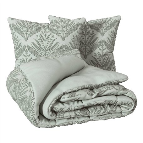 Atmosphera - Parure de lit 3 pièces Wild Jacquard Vert céladon 240x220cm