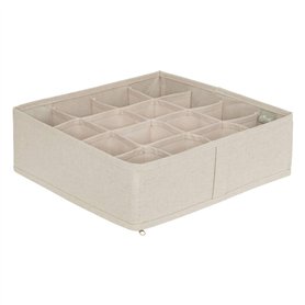 5five - rangement tiroir groomy 16 compartiments beige 31x31cm