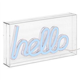 Atmosphera - Tube néon à poser led hello bleu l 23cm