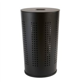 5five - corbeille à linge glass en métal et bois noir 45l