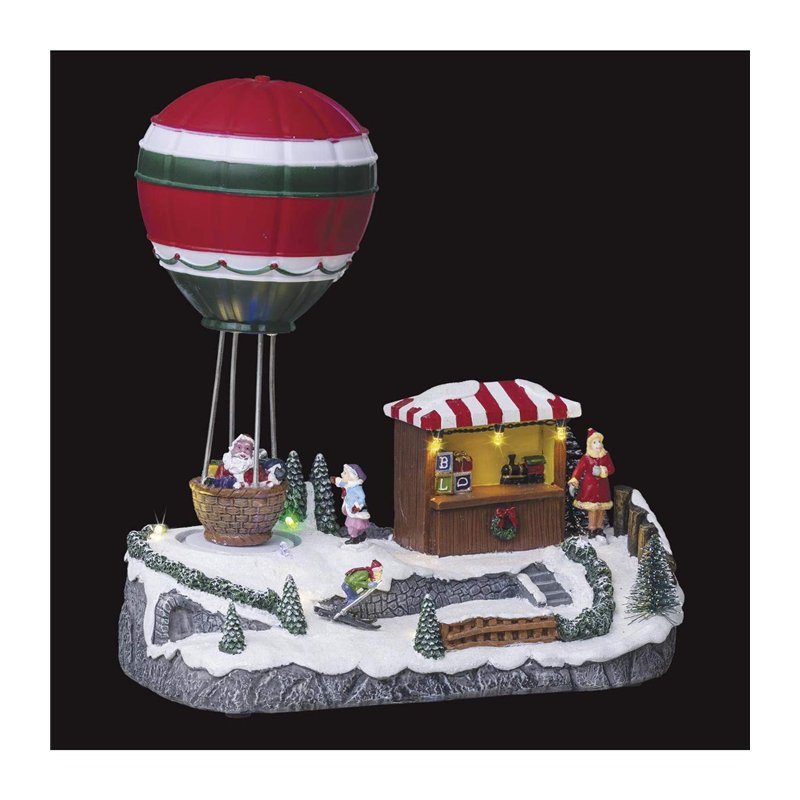 Feeric Lights et Christmas - Village de noël Stand mongolfière animé 9 LED à Piles