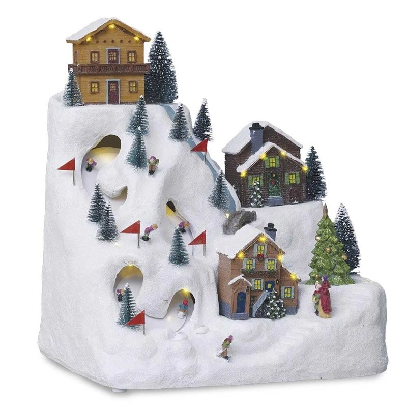 Feeric Lights et Christmas - Village de noël Piste de Ski animé/Musical 24 LED + Transformation