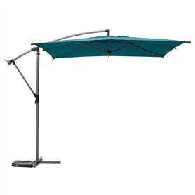 Hespéride - Parasol Déporté Carré Manoa Bleu Canard 2,5 x 2,5 m Anti-Rouille Rotation 360° Protection Soleil, Intempéries pour J