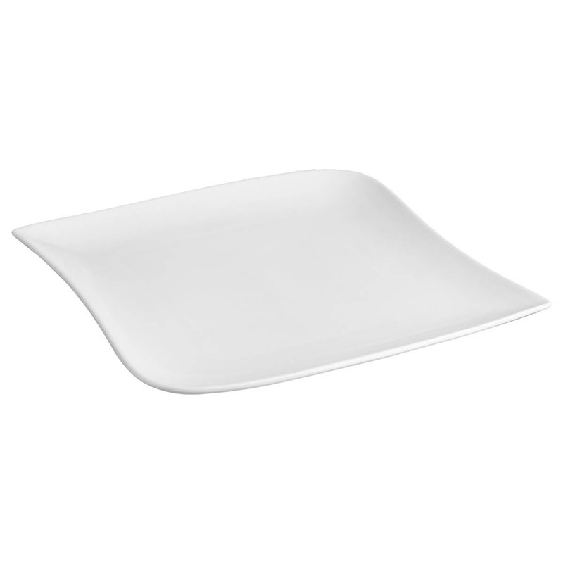 Image secondaire de Secret de gourmet - Assiette Plate Carrée Design Vague - 30 Cm X 30 Cm - Porcelaine