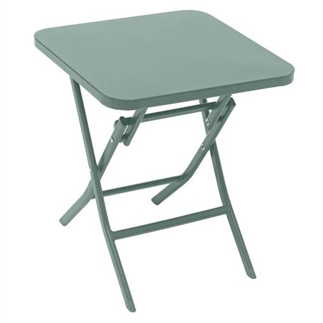 Hespéride - Table d'appoint de Jardin Carrée Greensboro Vert Olive - 40 x 40 cm - Acier Traité Epoxy Antirouille