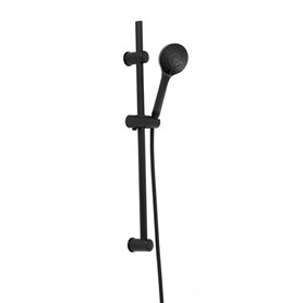 Tendance - Kit colonne 70cm douchettes 3 fonctions flexible acier inox 150 cm - noir mat