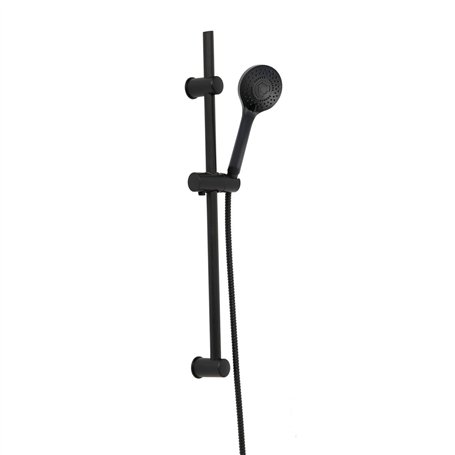 Tendance - Kit colonne 70cm douchettes 3 fonctions flexible acier inox 150 cm - noir mat