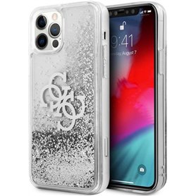 GUESS GUHCP12LLG4GSI Coque pour iPhone 12 Pro Max 6,7" Argent 4G Big Liquid Glitter