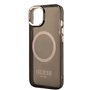 Guess GUHMP14SHTCMK Coque pour iPhone 14 6,1" Noir/Noir Coque Rigide Or Ligne Translucide