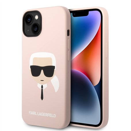Karl Lagerfeld KLHMP14MSLKHLP Coque pour iPhone 14 Plus 6.7" Hardcase Rose Clair Silicone Karl`s Head
