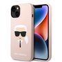 Karl Lagerfeld KLHMP14MSLKHLP Coque pour iPhone 14 Plus 6.7" Hardcase Rose Clair Silicone Karl`s Head